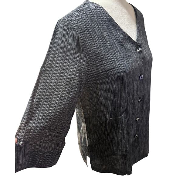 Hot Cotton Linen Blend Button Front Tunic Top Size S Lagenlook Marc Ware - Picture 4 of 6